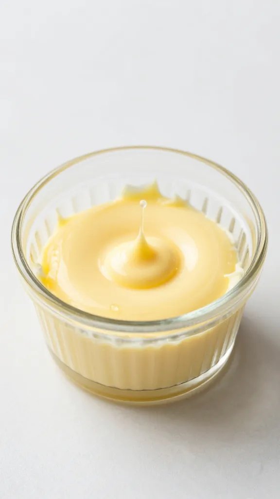 melted butter pool in small glass ramekin