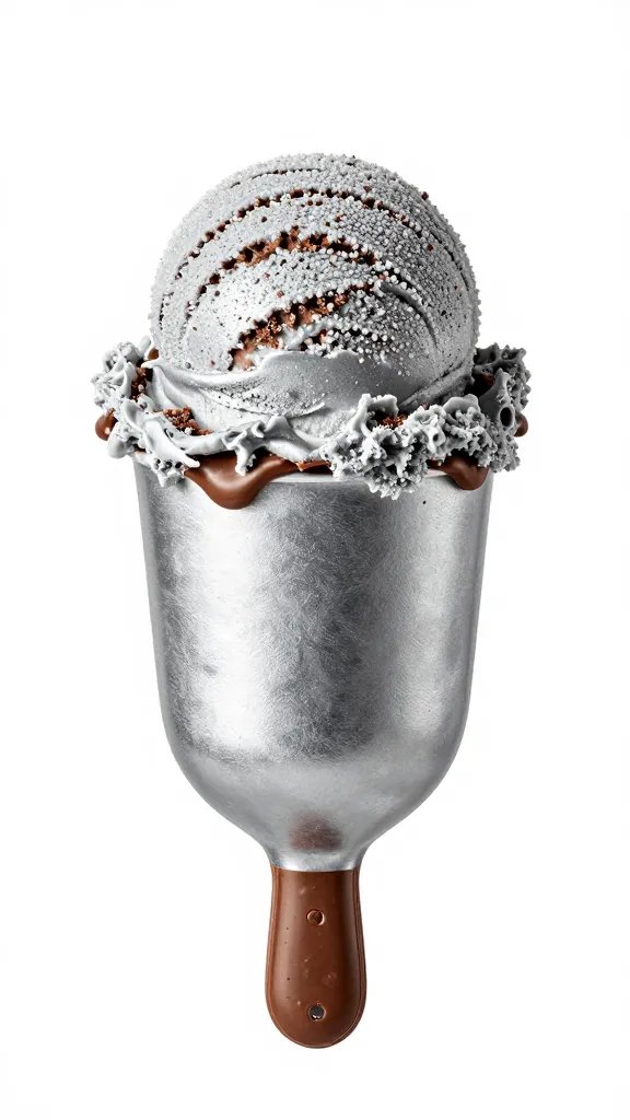 single silver ice cream scoop cutting soft keto chocolate