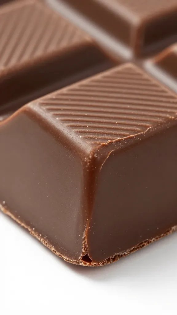 unsweetened chocolate bar corner, sharp snap texture
