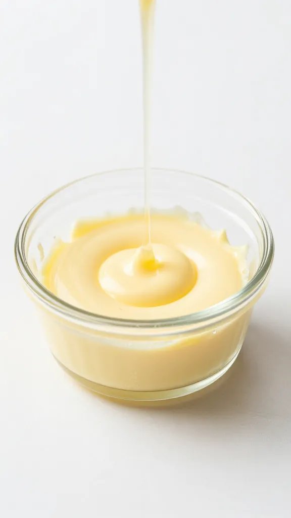 melted butter pooling in small glass ramekin