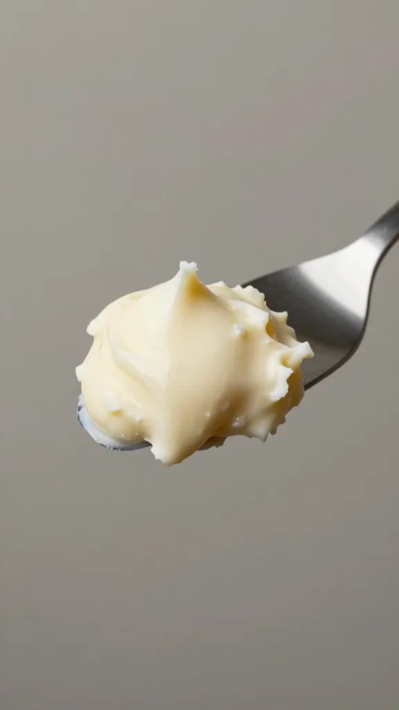 mascarpone cheese dollop on stainless offset spatula