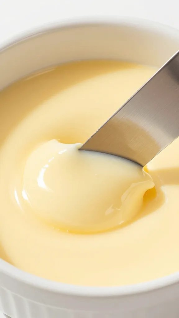 clean knife slicing through set keto custard