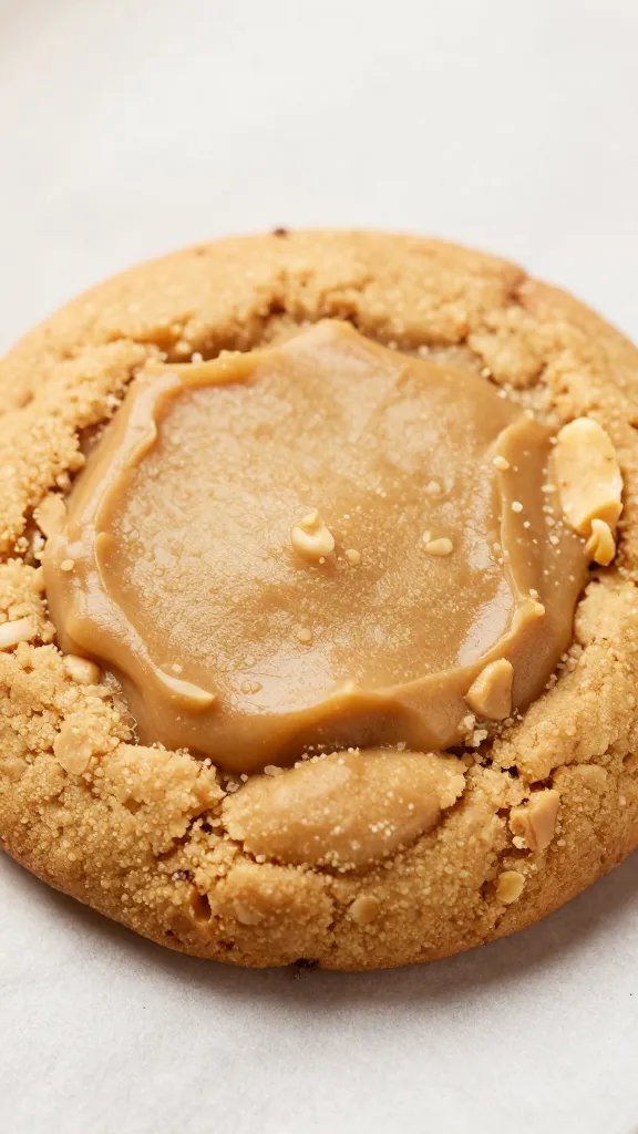 closeup of single keto peanut butter cookie on parchment