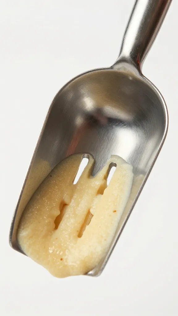 cookie dough scoop with crosshatch fork marks, closeup
