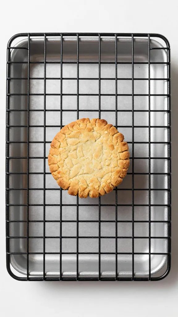 cooling rack with one keto cookie centered, shallow depth