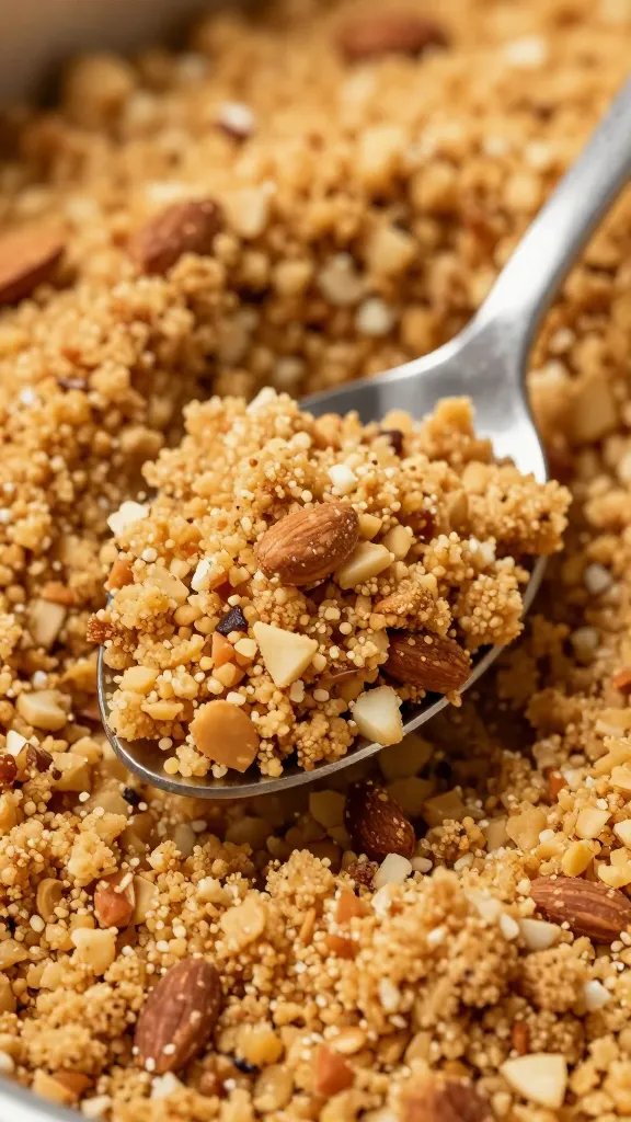 spoonful of crunchy almond-flour crumble topping