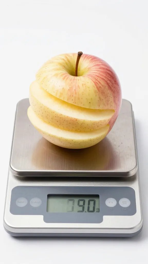 measured 500g sliced apples on digital scale