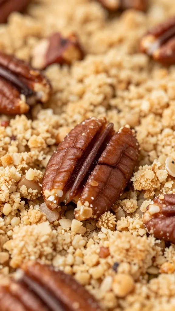 macro of crackly pecan-studded keto crumble