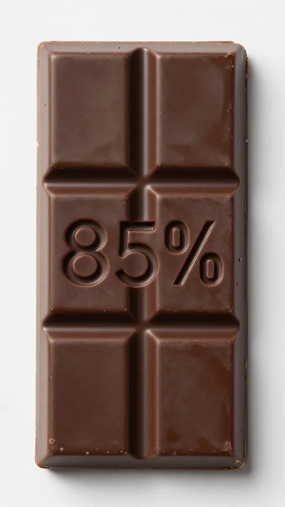 85% dark chocolate bar on parchment, macro