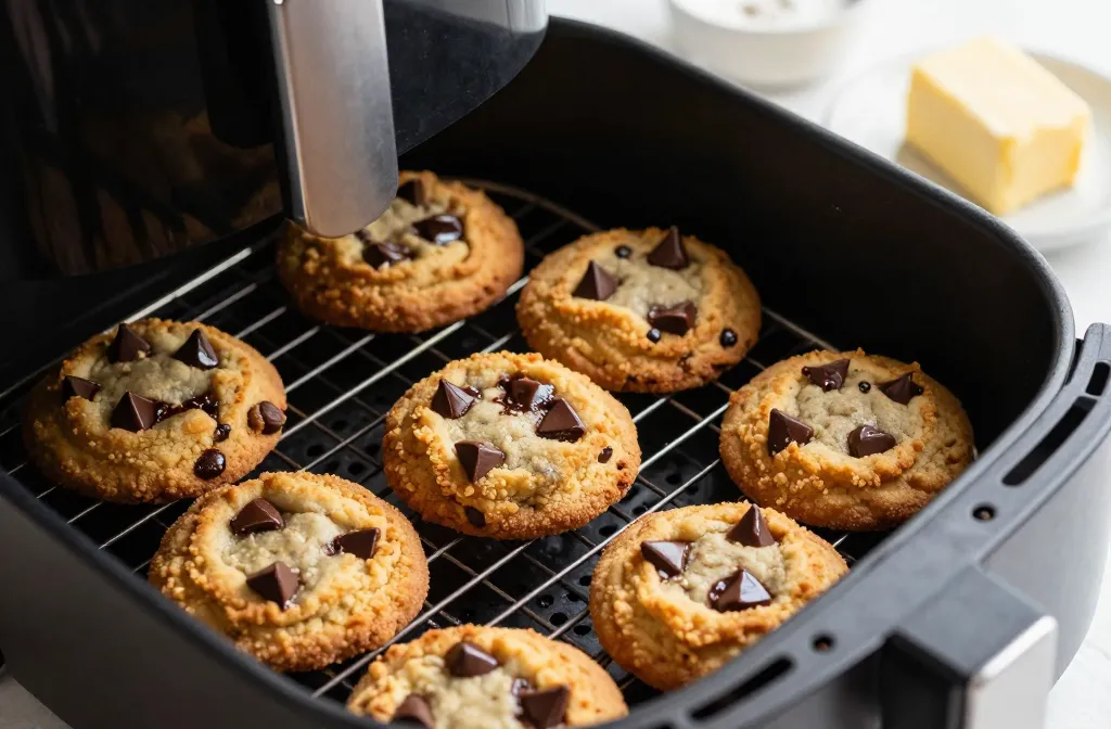 Crispy Gooey Keto Chocolate Chip Cookies Air Fryer Magic