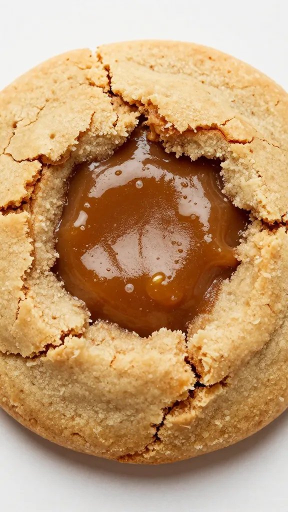 cracked-top keto cookie showing gooey center detail