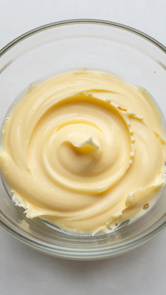 swirl of melted butter and coconut oil in glass bowl