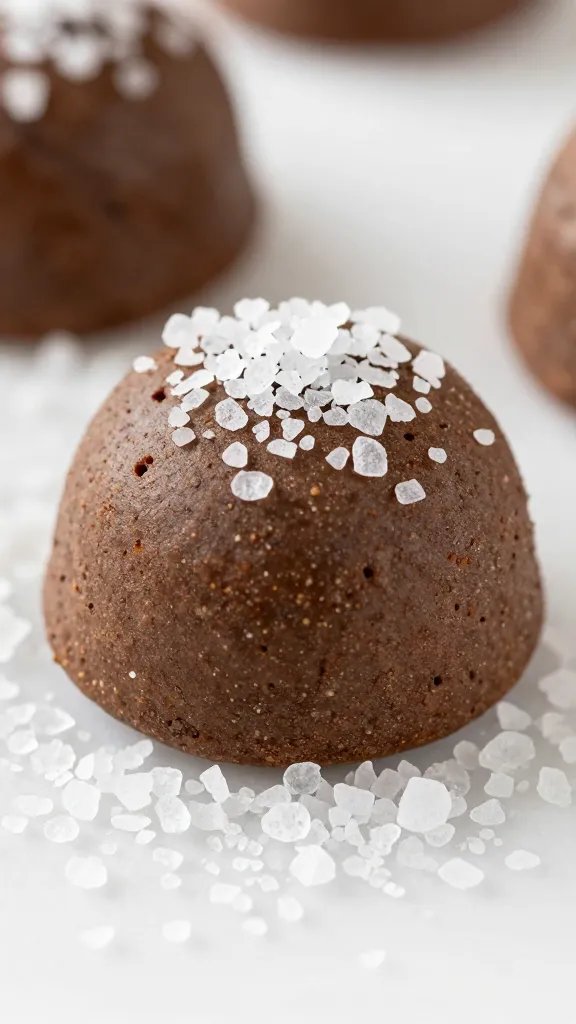 fine sea salt flakes sprinkled on one brownie fat bomb