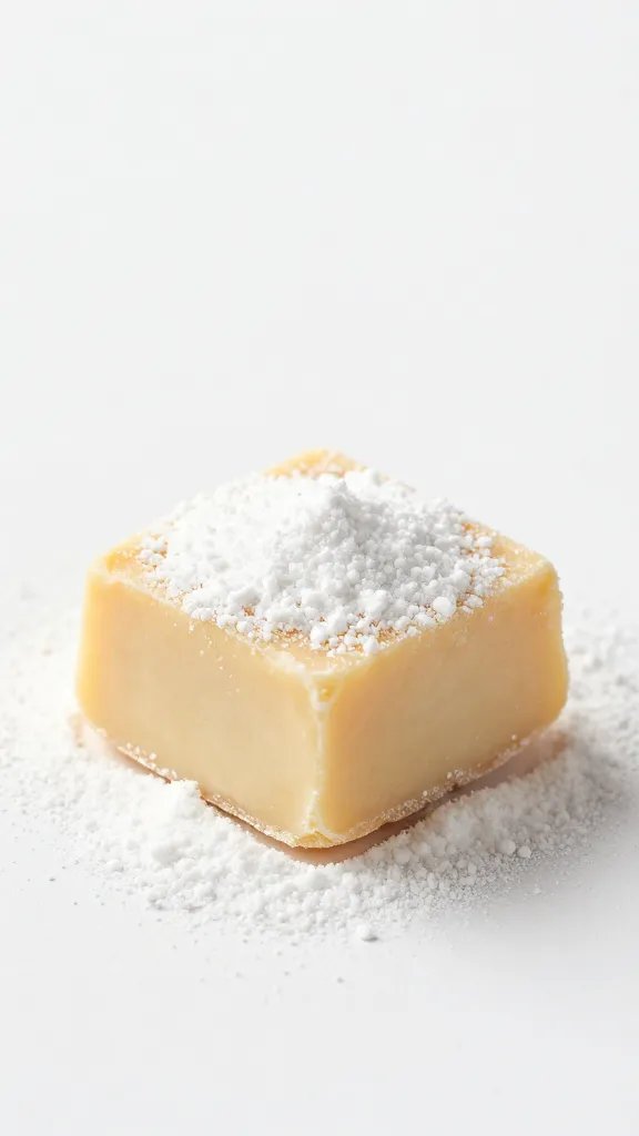 powdered erythritol dusting a single fudge square