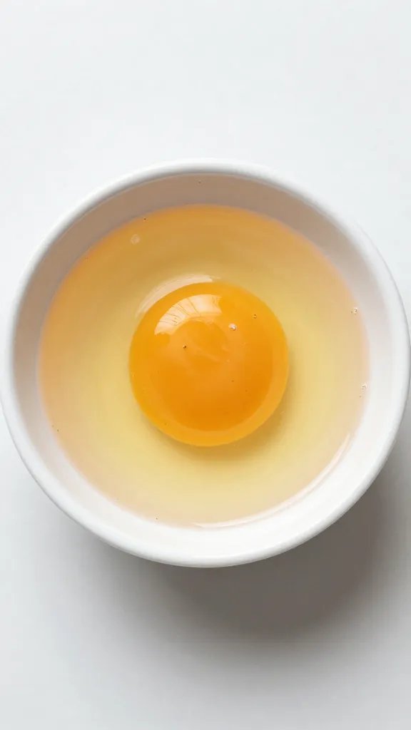 single cracked egg in small white bowl
