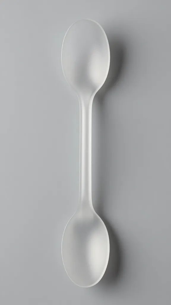 Single metal mixing spoon frosted from fridge chill
