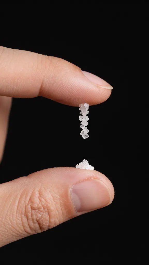 kosher salt pinch between fingertips, studio lighting