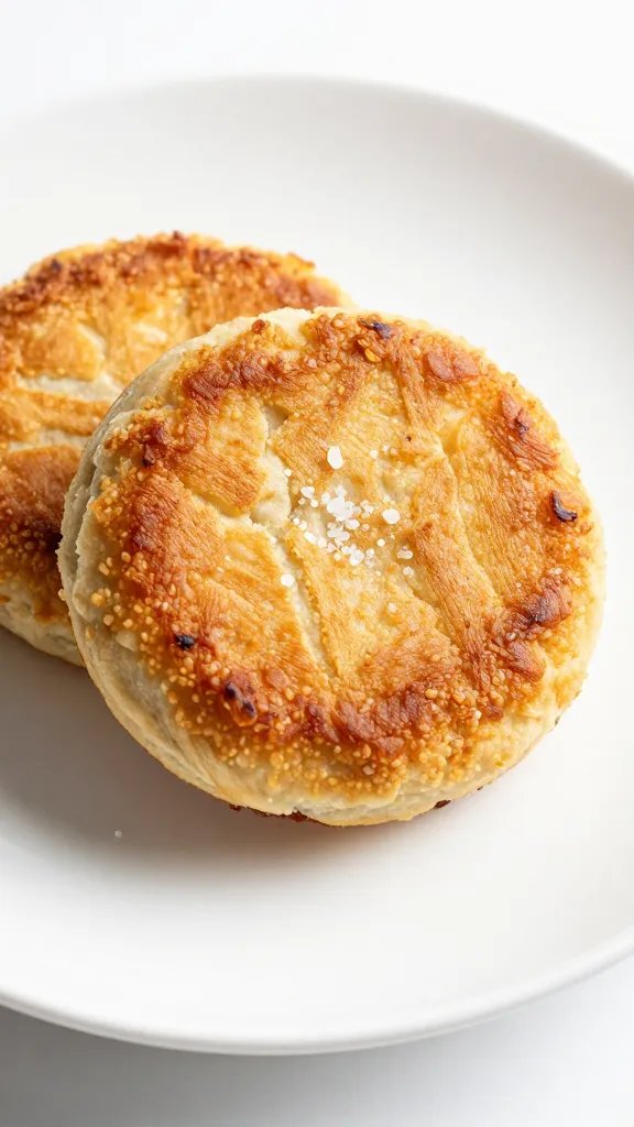 golden tuna cake on white plate with flaky salt