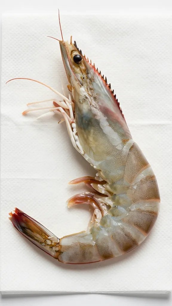 single raw shrimp patted dry on paper towel