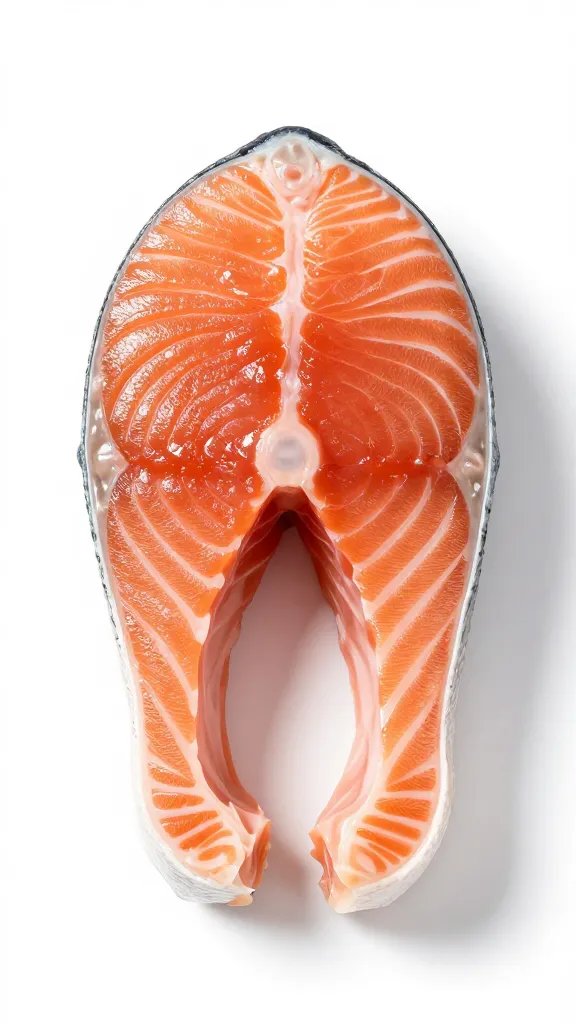 raw center-cut salmon fillet, skin-on, pin bones removed