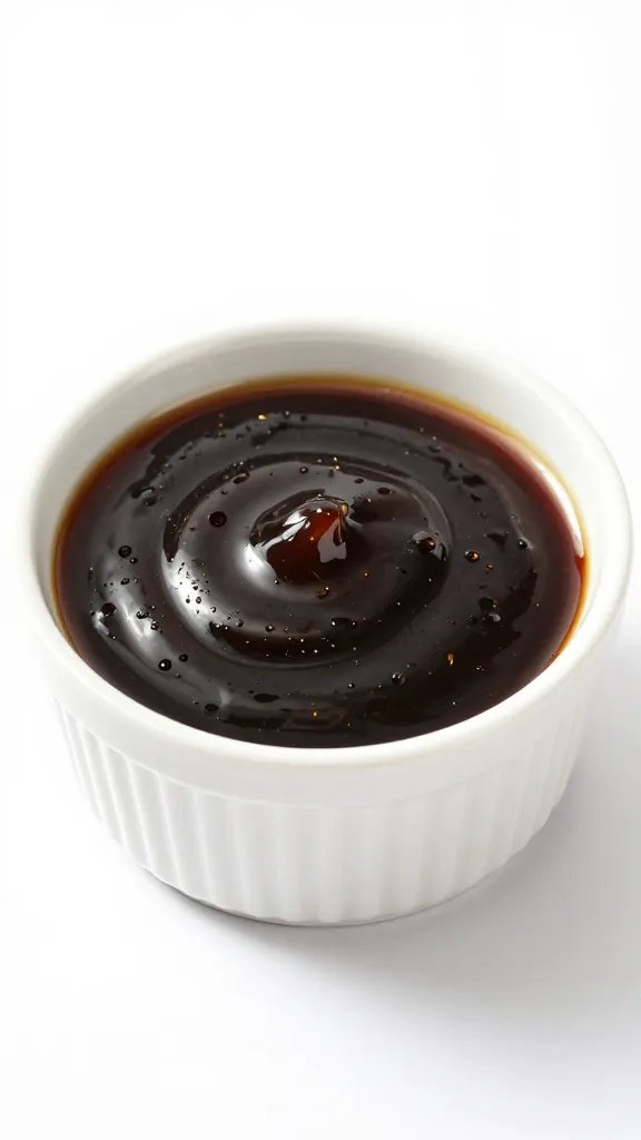 small ramekin of jerky marinade, dark and viscous