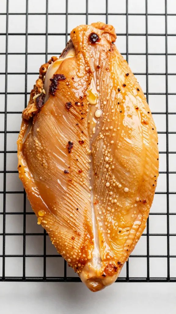 single seasoned chicken skin chip on cooling rack