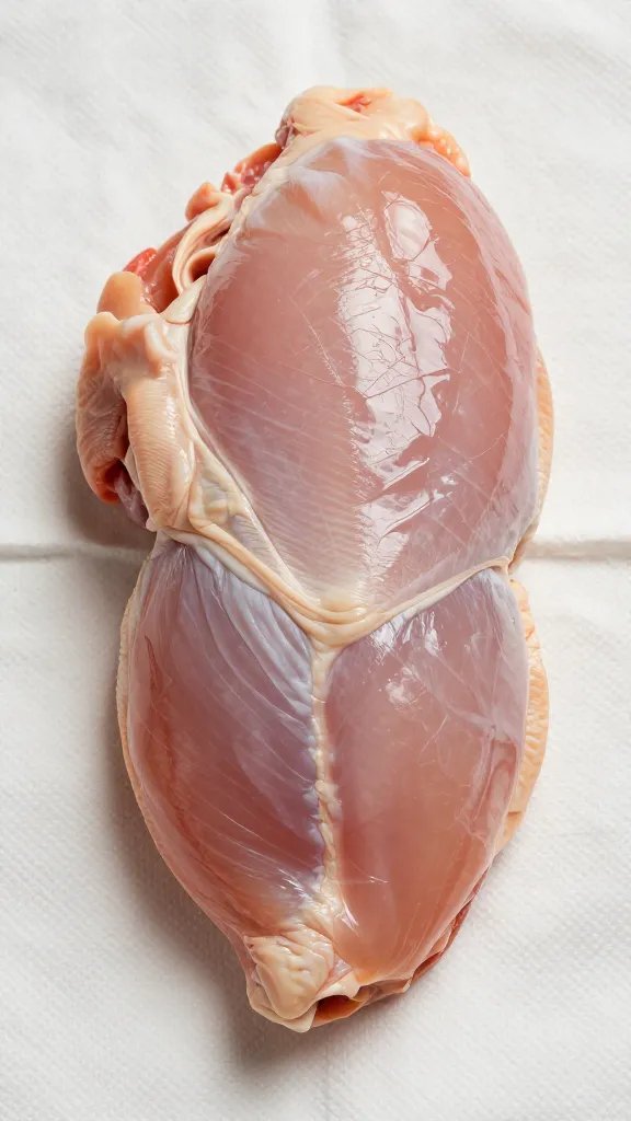 raw chicken skin patted dry with paper towel, closeup