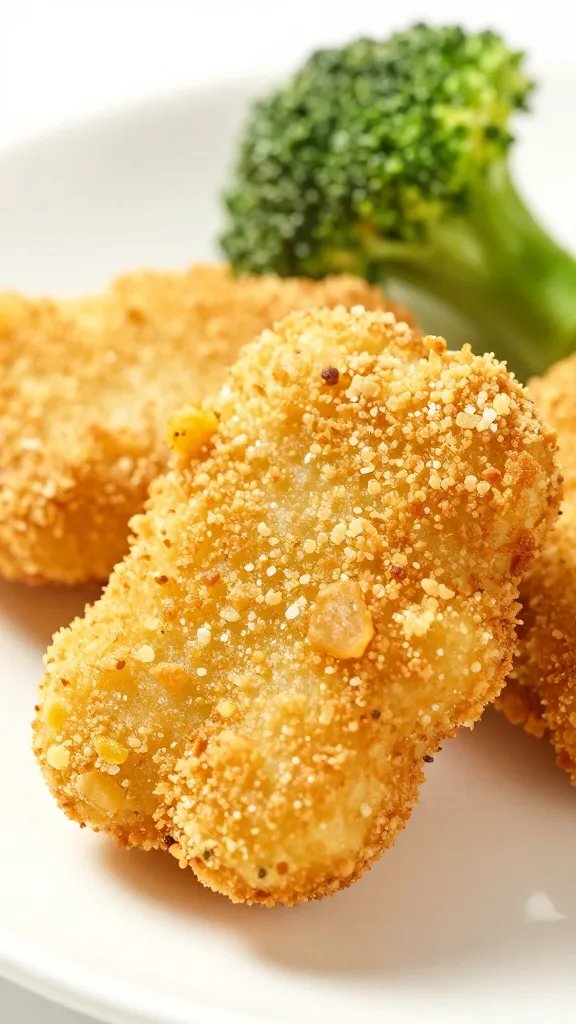 golden panko crust on broccoli nugget, macro shot