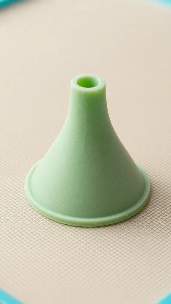 silicone baking mat with single formed tot, overhead closeup