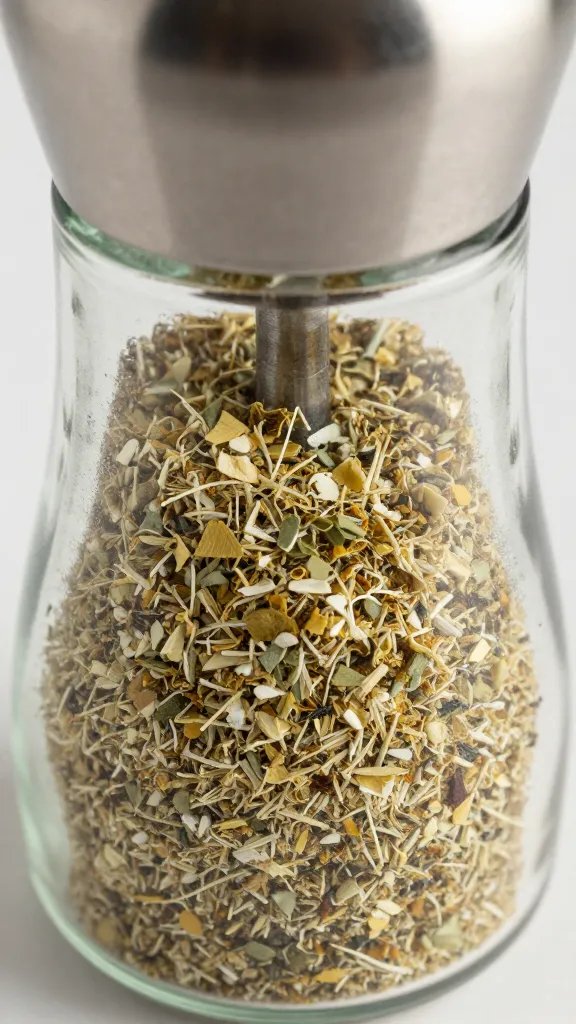 closeup of spice grinder with ranch blend residue