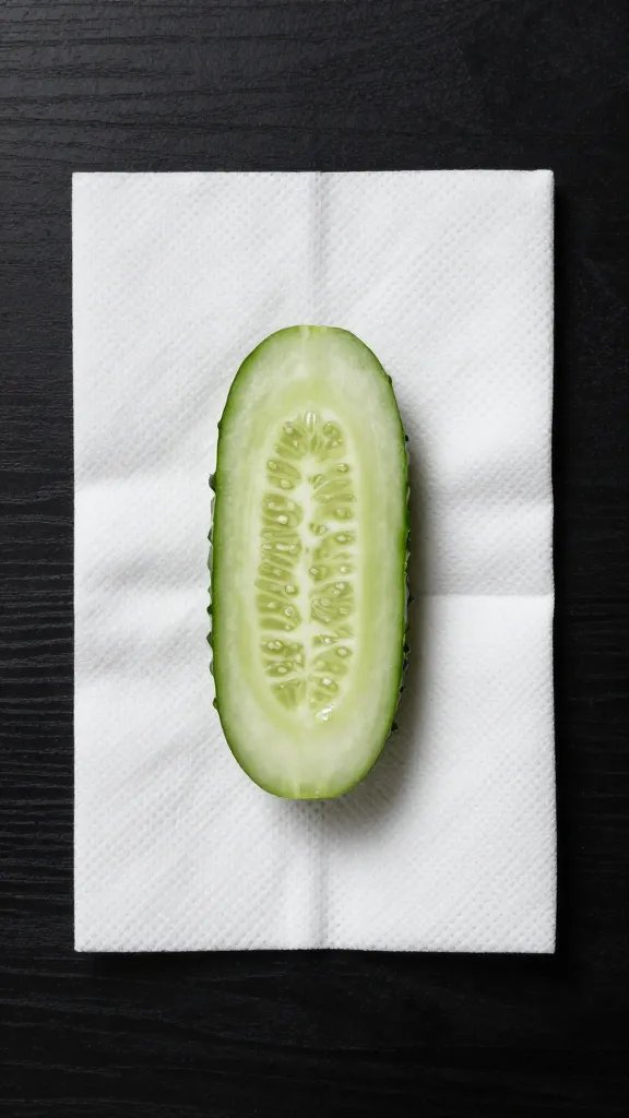 paper towel blotting one salted cucumber slice