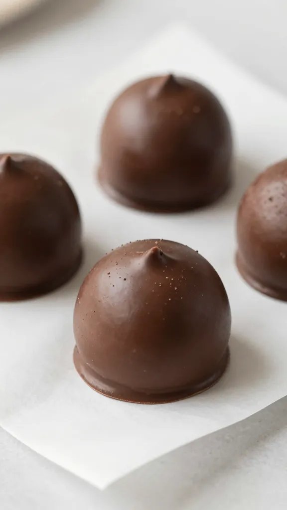 Silky chocolate peanut butter fat bomb on parchment
