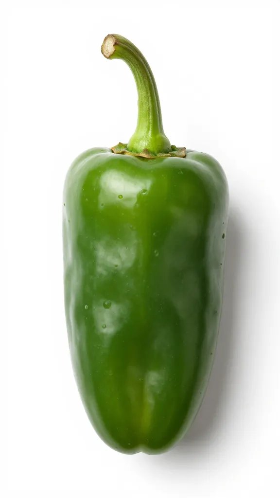 single raw jalapeño with light corking on white background
