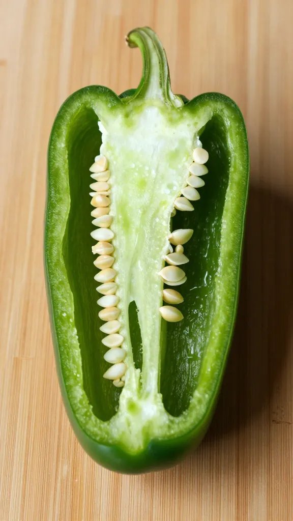 halved jalapeño boat, neatly deseeded, on cutting board