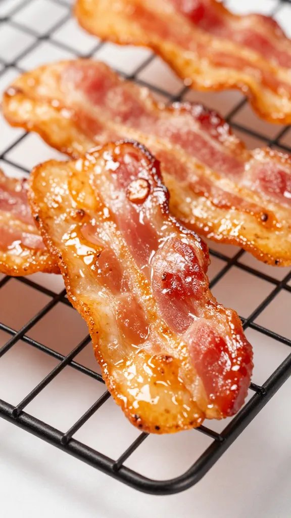 glossy maple bacon chip on cooling rack corner