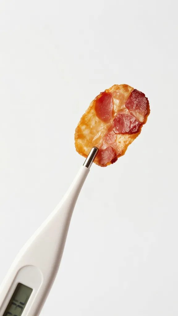 bacon chip on digital thermometer probe tip