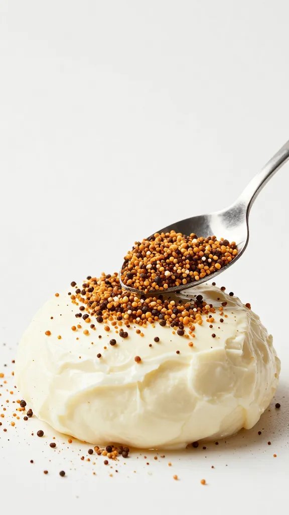 teaspoon sprinkling everything bagel topping onto cheese mound