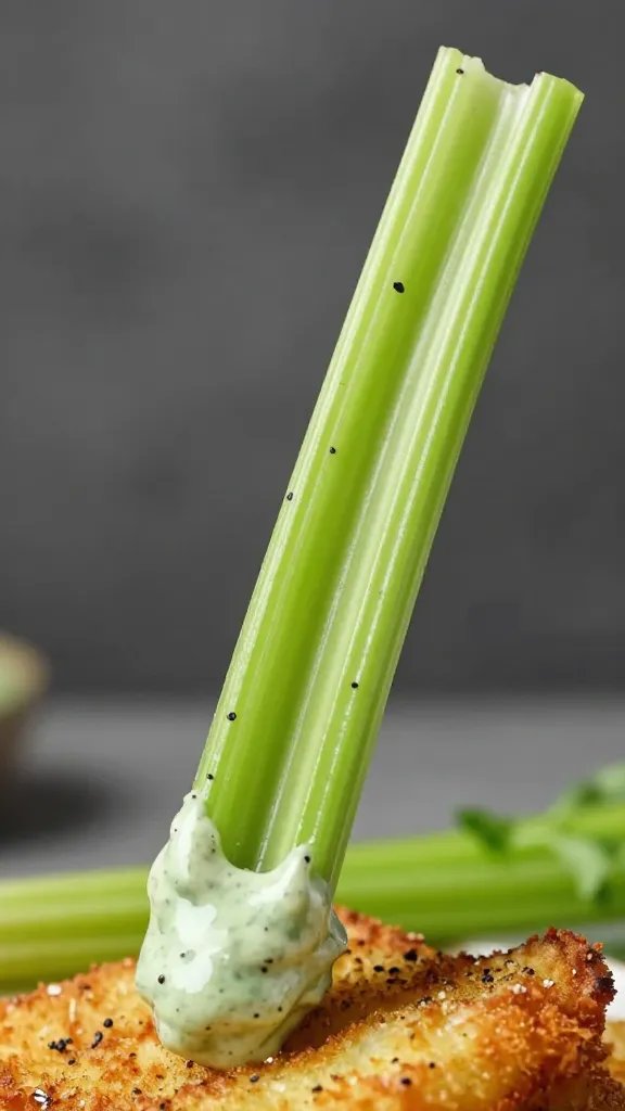 celery root fry dipped in truffle mayo, drip detail