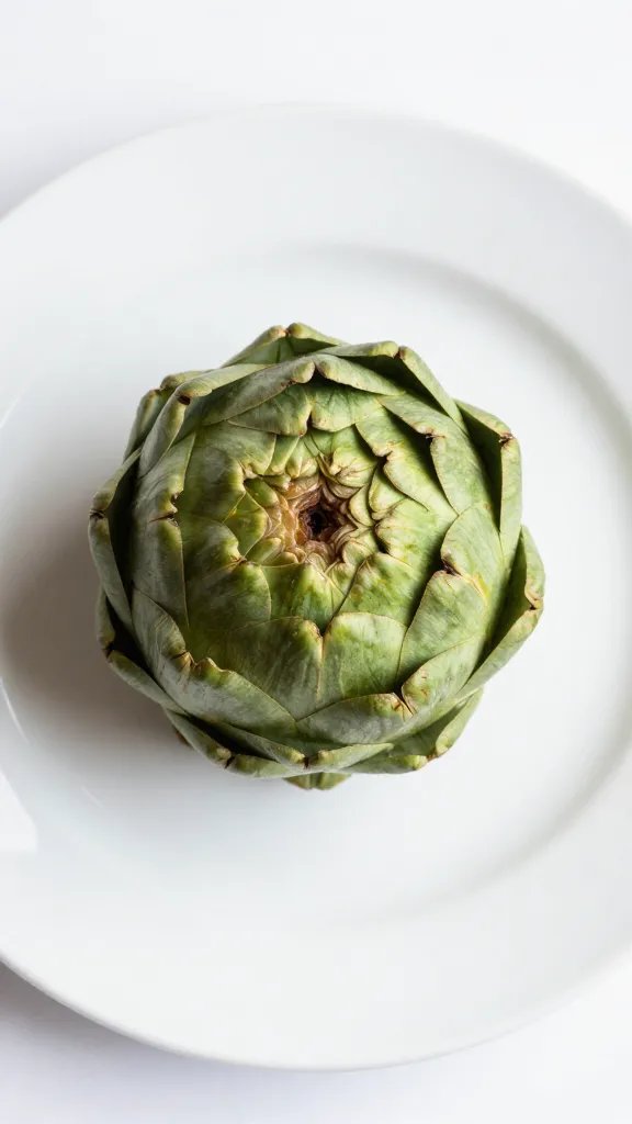 overhead of one spinach artichoke cup on white plate