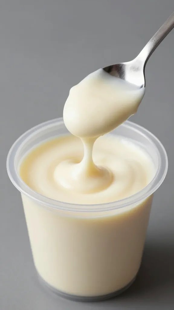 spoon lifting creamy filling from a single cup
