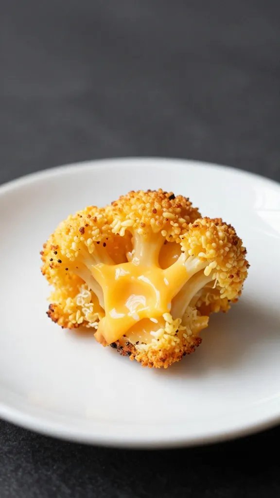 golden broccoli cheddar bite on small white plate
