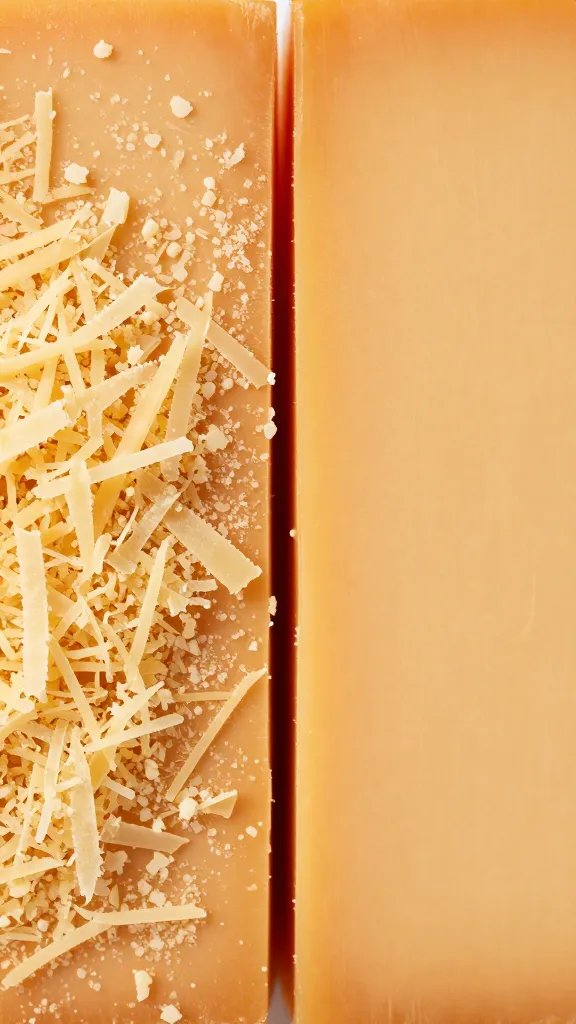 coarse and fine grated cheddar side-by-side, macro