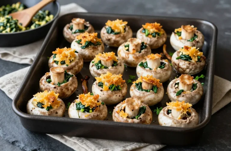 Stuffed Mushrooms Spinach Cheese in 40 Minutes Flat
