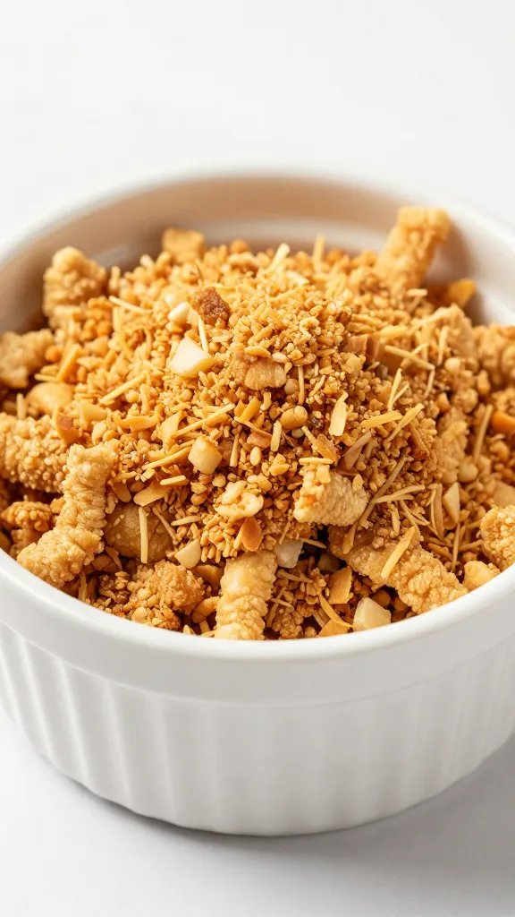 crushed pork rind coating in small ramekin