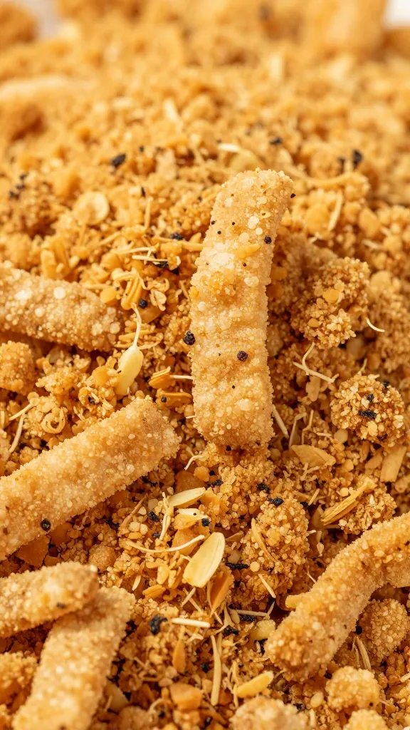 spice-dusted pork rind crumbs closeup
