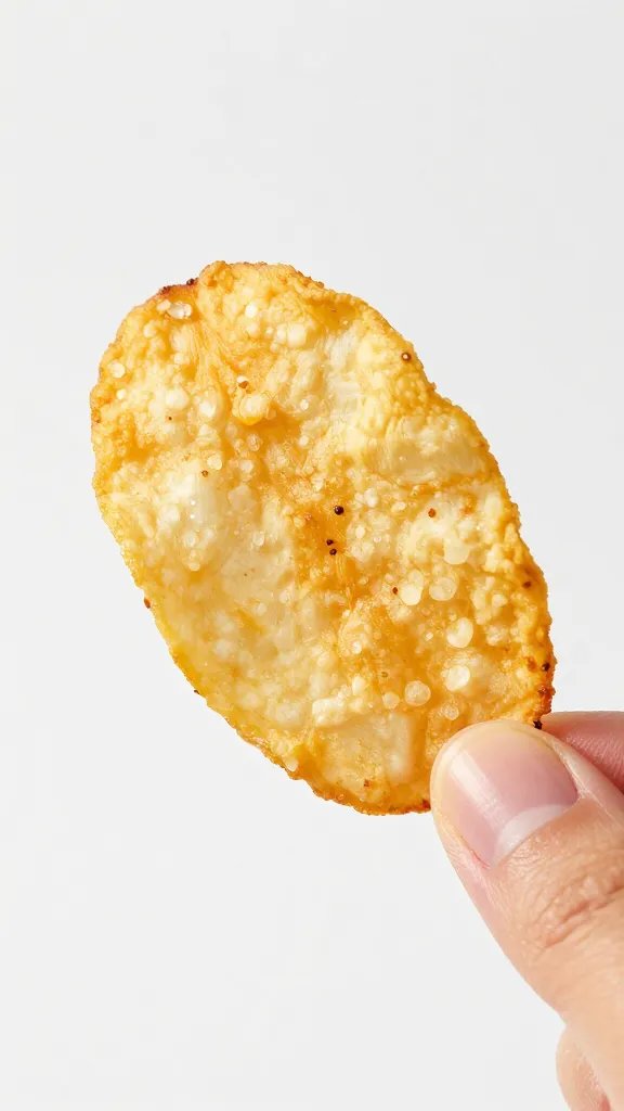 tongs holding one crispy pickle chip