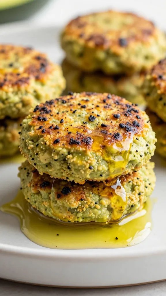 golden sear on keto falafel patty in avocado oil