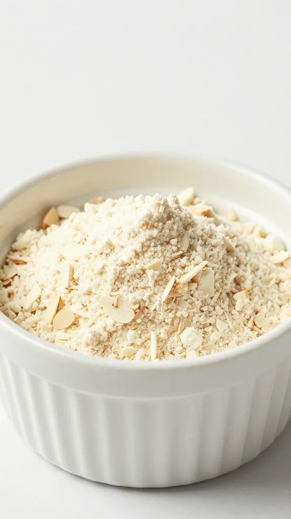 blanched almond flour mound in small ramekin