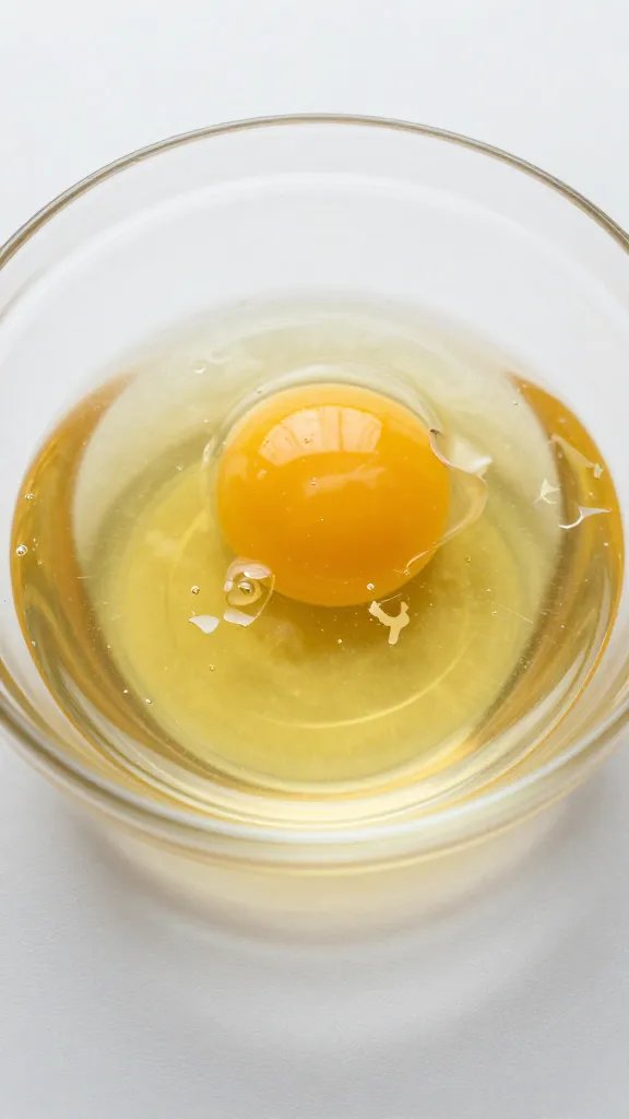 cracked egg yolk in glass bowl for binder