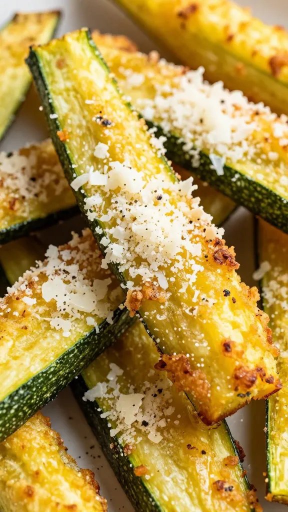 golden zucchini fry with grated Parmesan crust, closeup
